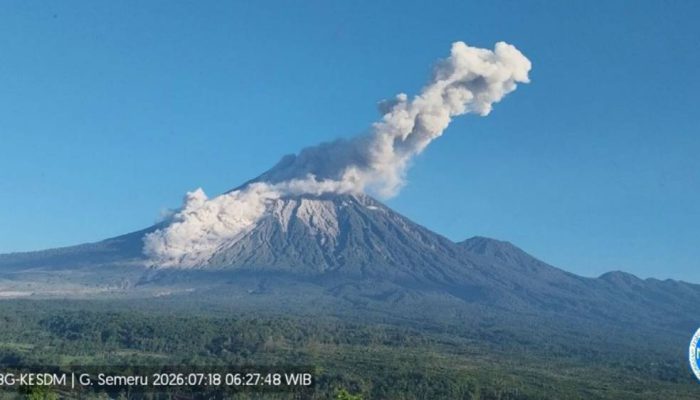 Gunung Semeru Keluarkan Kolom Abu 1.000 Meter, Awan Panas Mengarah ke Besuk Kobokan