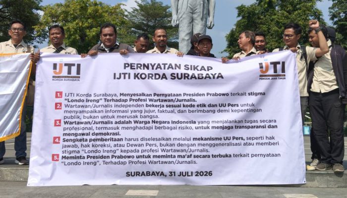 Sebut Wartawan ‘Londo Ireng’, IJTI Korda Surabaya Desak Presiden Prabowo Minta Maaf Terbuka