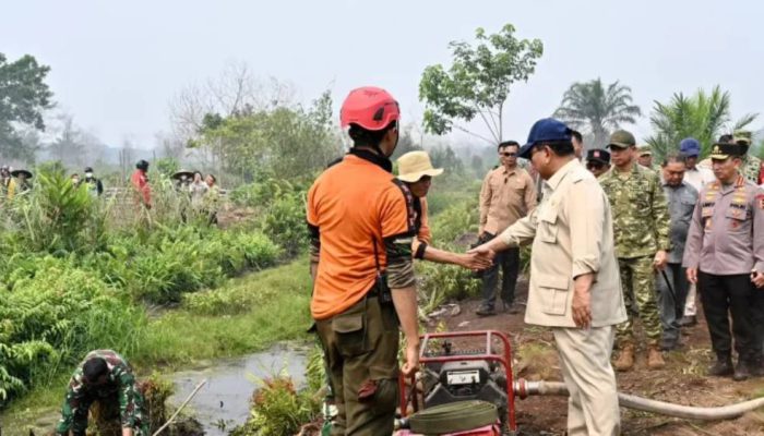 Prabowo Tinjau Karhutla di Kubu Raya, Pelaku Pembakaran Lahan Diminta Ditindak Tegas